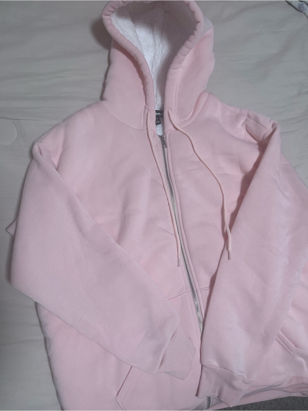 Charlotte Russe Light Pink Sherpa-Lined Zip Hoodie